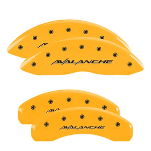 MGP 14048SAVLYL 4 Caliper Covers Engraved F & R Avalanche Yellow Finish Black Ch