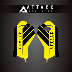 Attack Graphics 207-125-0022 Renegade Lower Fork Guard Decal  Husqvarna Yellow