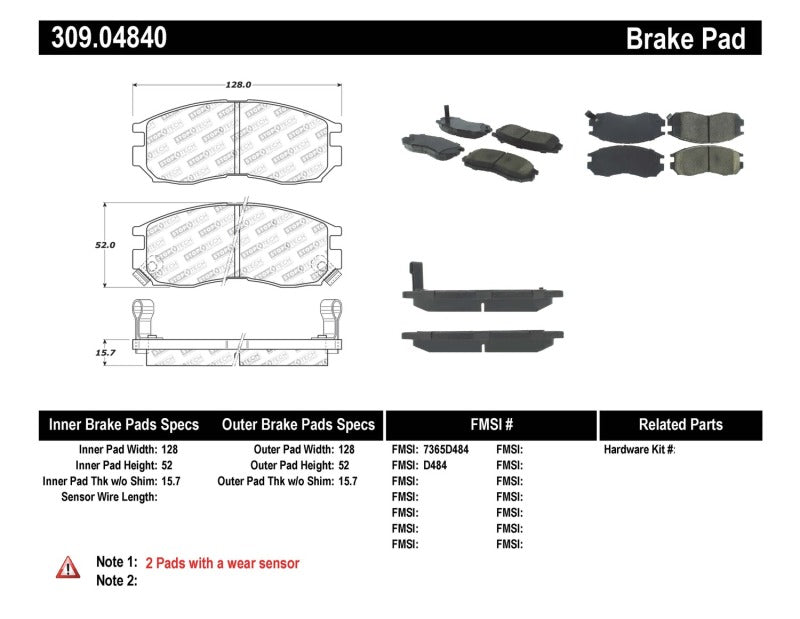 Stoptech 309.0484 Performance 4/89-99 fits Mitsubishi Eclipse GST Front Brake Pads
