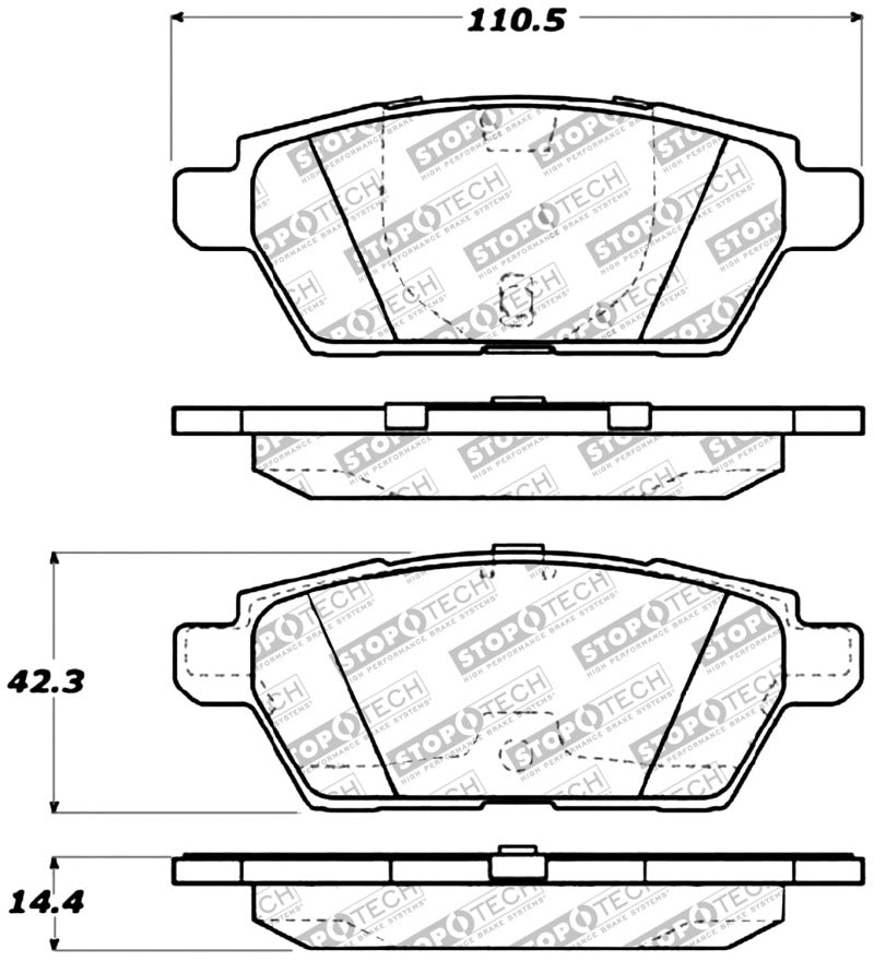 Stoptech 309.1161 Performance 06-07 Mazdaspeed 6 Rear Brake Pads