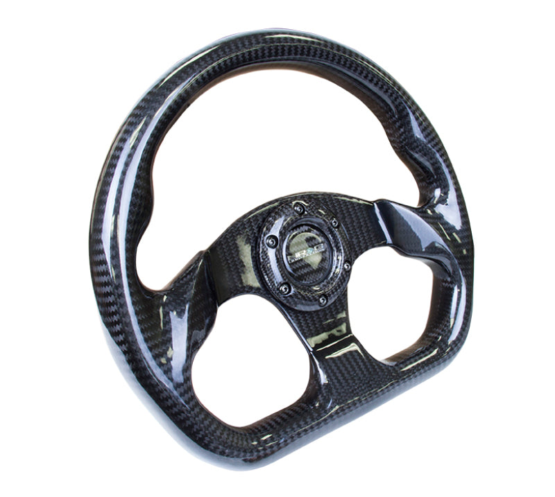 NRG ST-009CF ST-009CF/BK Carbon Fiber Steering Wheel Flat Bottom w/Shiny Black