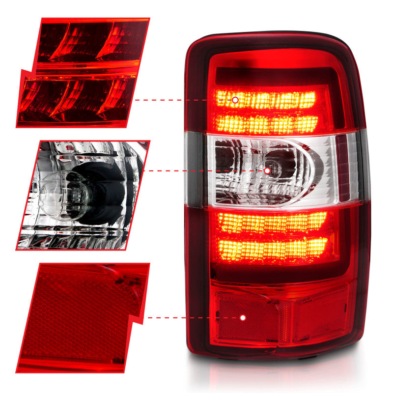 ANZO 311364 2006 fits Chevrolet 00-20 Tahoe LED Tail Lights w/ Red Lens Chrome Housing