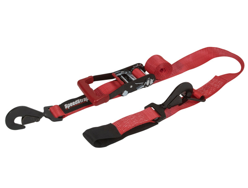 SpeedStrap 27013 2In x 10Ft Ratchet Tie Down w/ Twisted Snap Hooks & Axle Strap Combo - Red