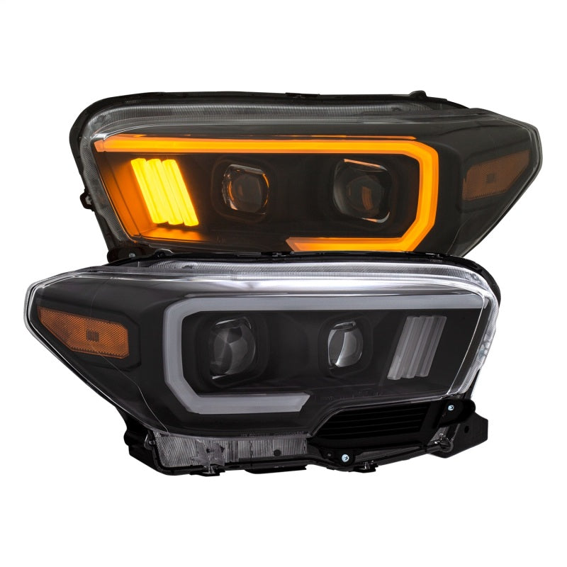 ANZO 111397 2017 fits Toyota 16-20 Tacoma Projector Headlights w/ Plank Style Switchback Black w/ Amber w/ DRL