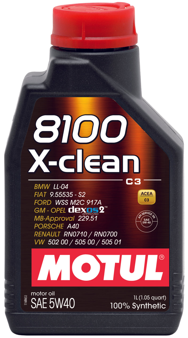 Motul 102786 1L Synthetic Engine Oil 8100 5W40 X-CLEAN C3 -505 2 00-505 00-LL04