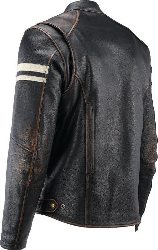 Kuryakyn 094382 Kuryakyn Leather By River Road Hoodlum Vintage Leather Jacket Black - Small