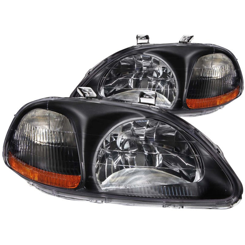 ANZO 121067 1998 fits Honda 96-19 Civic Crystal Headlights Black