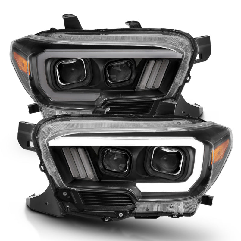 ANZO 111396 2017 fits Toyota 16-20 Tacoma Projector Headlights w/ Plank Style Switchback Black w/ Amber