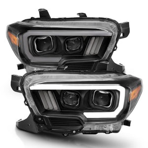 ANZO 111396 2016-2017 fits Toyota Tacoma Projector Headlights w/ Plank Style Switchback Black w/ Amber