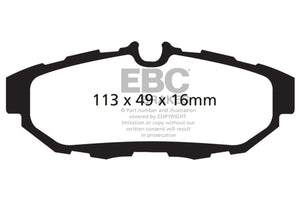 EBC DP21870 10-14 fits Ford Mustang 3.7 Greenstuff Rear Brake Pads
