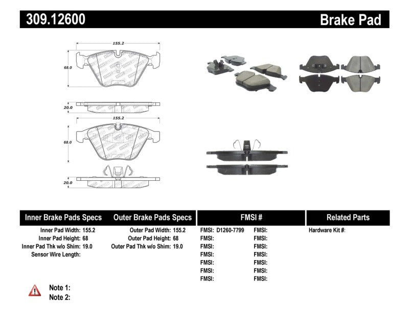 Stoptech 309.126 Performance Brake Pads