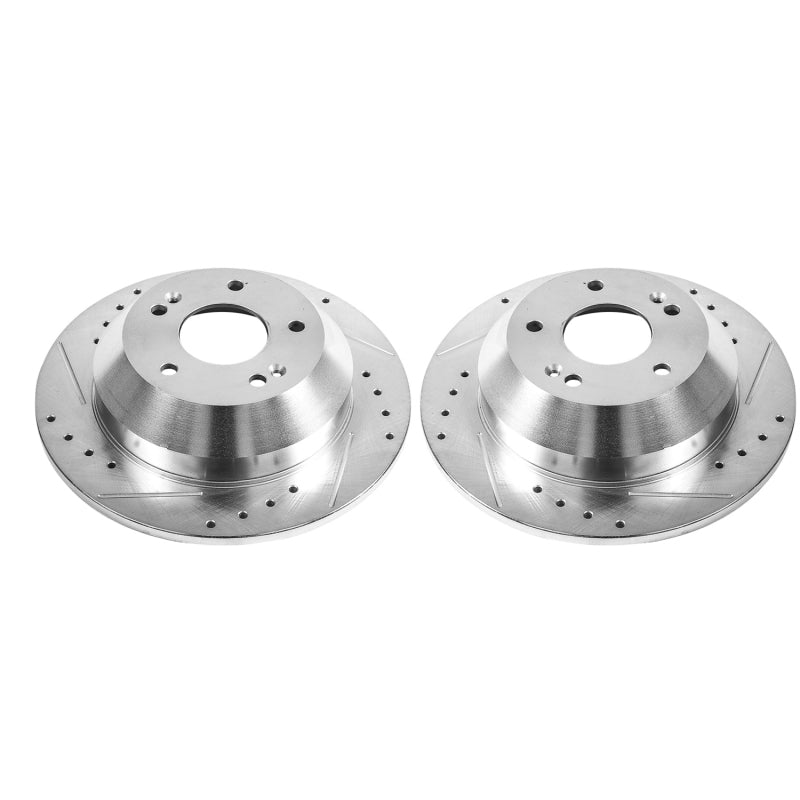 PowerStop fits Hyundai 10-18 Santa Fe Rear Evolution Drilled & Slotted Rotors -