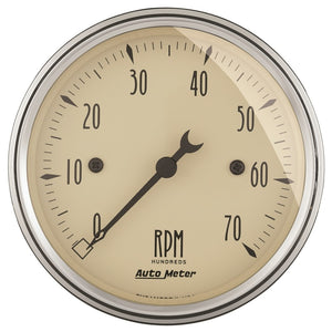 AutoMeter 1898 Autometer 3-1/8in Antique Beige In-Dash 7K RPM Tachometer Gauge
