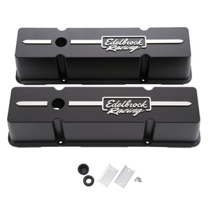 Edelbrock 41643 Valve Cover Racing Series fits Chevrolet 1959-1986 262-400 CI V8 Tall Black
