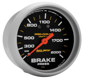 AutoMeter 5426 AutoMeter Gauge Brake Press 2-5/8in. 2000PSI Liquid Filled Mech Pro-Comp