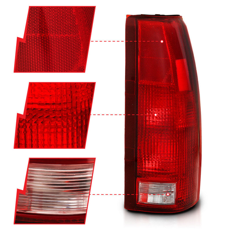 ANZO 311301 1999 fits Chevy 88-19 C1500 Taillight Red/Clear Lens (OE Replacement)