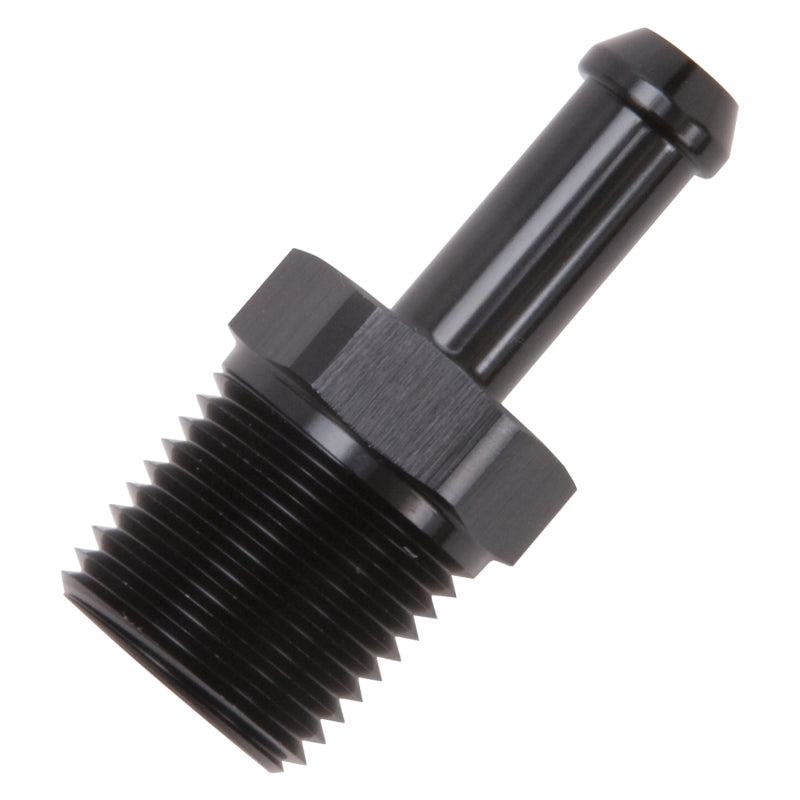 Edelbrock 8185 Hose Fittings Straight 1/2In NPT to 3/8In Barb Black Anodize