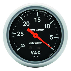 AutoMeter 3484 AutoMeter Gauge Vacuum 2-5/8in. 30Inhg Mechanical Sport-Comp