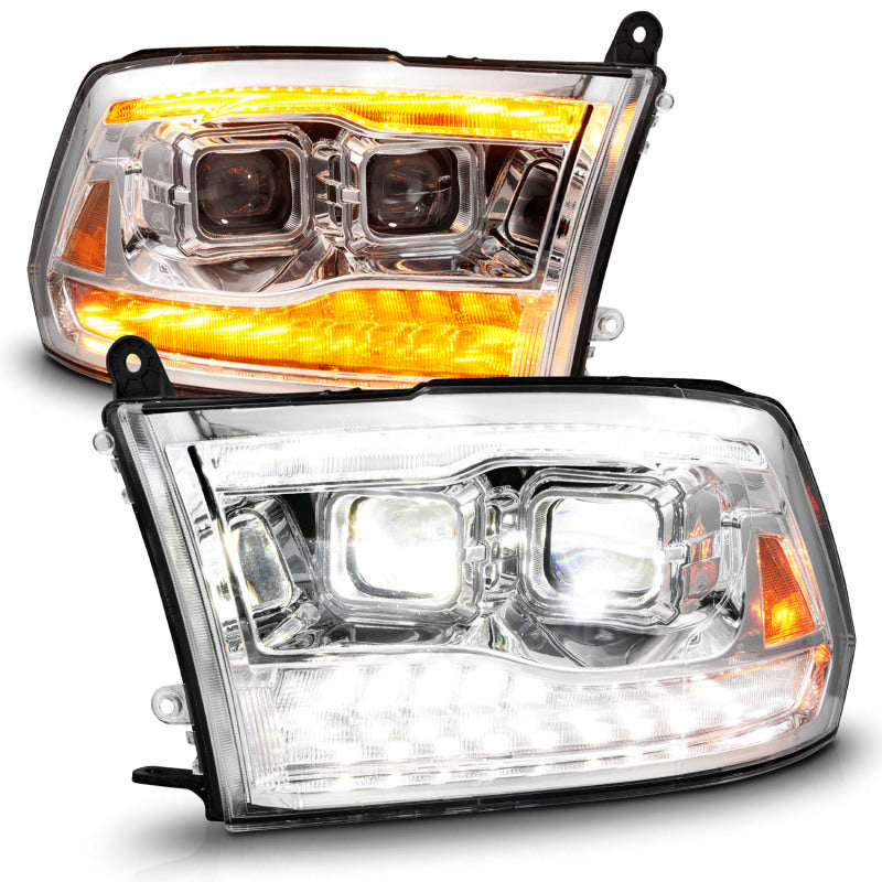 ANZO 111596 fits Dodge 09-18 Ram 1500/2500/3500 Full LED Proj Headlights w/Switchback Light Bar - Chrome