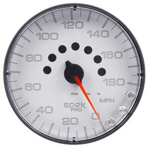 AutoMeter P230128 Autometer Spek-Pro Gauge Speedometer 5in 180 Mph Elec. Programmable White/Black