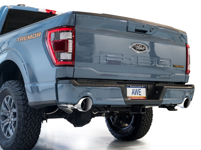 AWE Tuning 2021+ Ford F150 Tremor w/ Bumper Cutouts 0FG Resonated Catback w/ Chrome Silver Tips