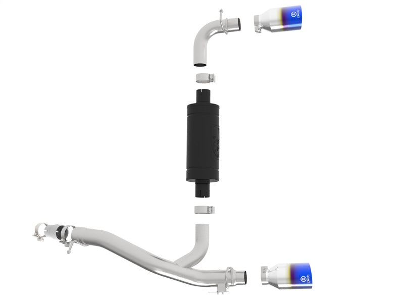 AFE 49-33104-L  3in 304 SS Axle-Back Exhaust System w/ Blue Flame Tip 16-18 fit