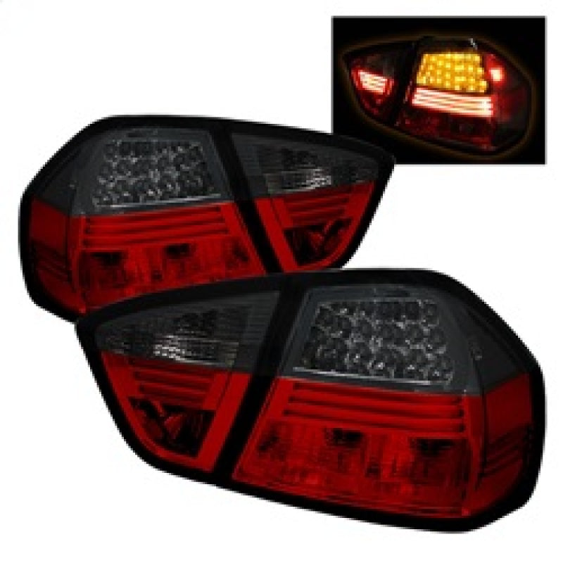 Spyder 5000910 fits BMW 06-08 E90 3-Series 4Dr LED Tail Lights Red Smoke ALT-YD-BE9006-LED-RS