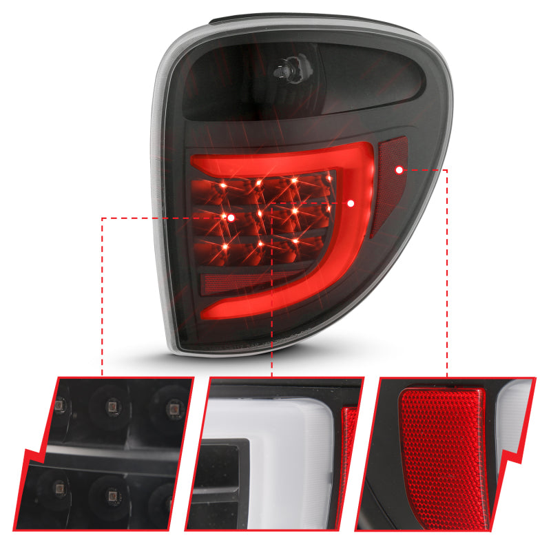 ANZO 311365 2007 fits Dodge 04-20 Grand Caravan LED Tail Lights w/ Light Bar Black Housing Clear Lens