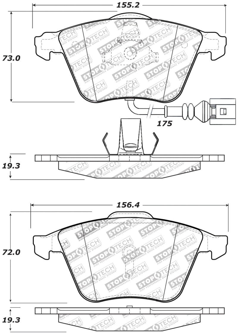 Stoptech 309.1111 Performance 08-13 fits Audi TT Quattro / 12 VW Golf R Front Brake Pads