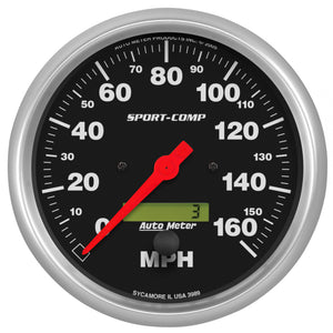 AutoMeter 3989 Autometer Sport-Comp 5 inch 160 MPH Electronic Speedometer Gauge w/LCD Odometer