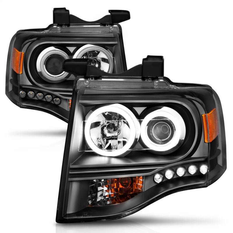 ANZO 111113 2014 fits Ford 07-20 Expedition Projector Headlights w/ Halo Black