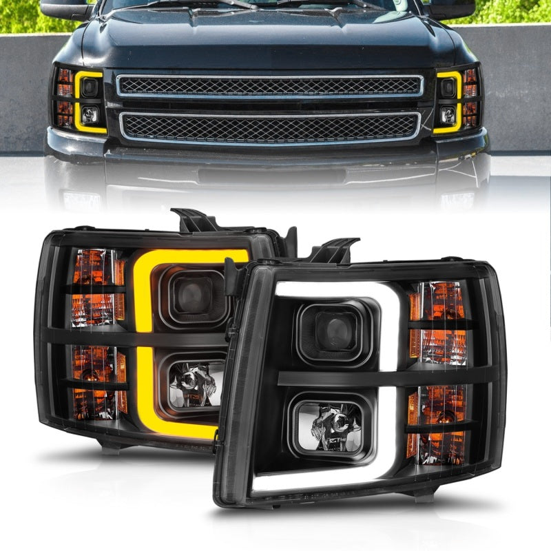 ANZO 111545 2013 fits Chevrolet 07-20 Silverado 1500 Projector w/ Light Bar Black Housing w/ Sequential