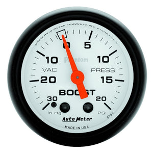 AutoMeter 5701 Autometer Phantom 52mm 30in HG.-Vac/20PSI Mechanical Vacuum/Boost Gauge