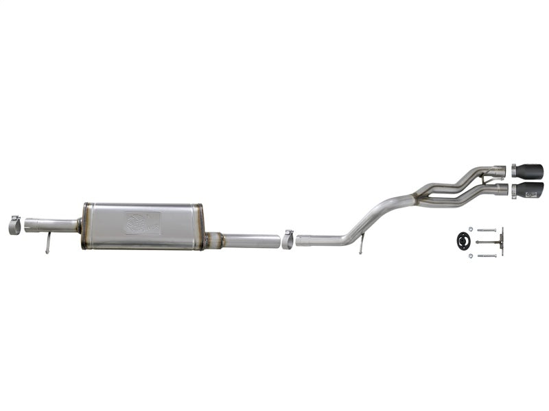 AFE 49-48054-B Series Cat-Back 2.5in Dual Center Exit SS Exhaust w/ Black Tips
