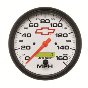 AutoMeter 5889-00406 AutoMeter Gauge Speedometer 5in. 160MPH Elec. Programmable fits Chevy Red Bowtie White