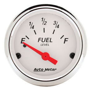 AutoMeter 1318 Autometer Arctic White 52mm 0-30 OHM Short Sweep Electronic Fuel Level Gauge