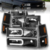 ANZO 111528 fits Chevrolet 88-98 C1500 Crystal Headlights w/ Light Bar Black Housing w/ Signal Side Markers 8Pcs