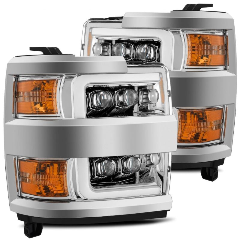 AlphaRex 880228 fits Chevy 15-18 2500HD NOVA LED Proj Headlights Plank Style Chrome w/Activ Light/Seq Signal/DRL