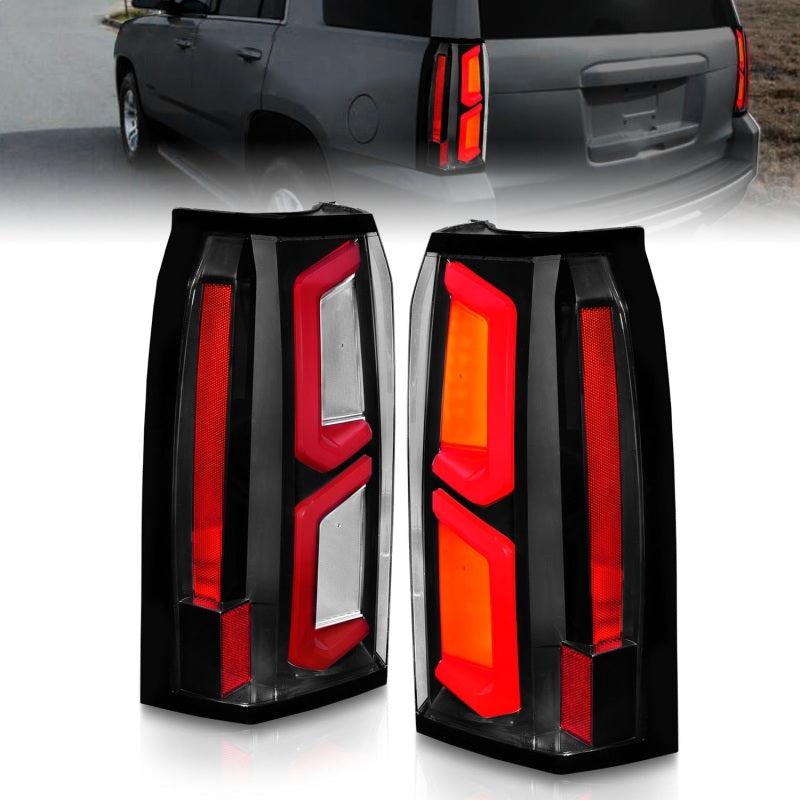 ANZO 311374 2020 fits Chevrolet 15-20 Tahoe LED Tail Lights w/ Light Bar Black Housing Clear Lens