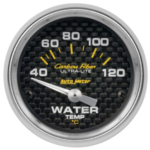 AutoMeter 4737-M Autometer Carbon Fiber 52mm 40-120 Deg C Electronic Water Temp Gauge
