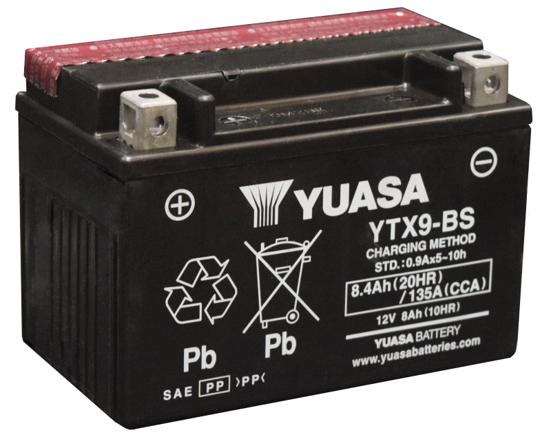 Yuasa YUAM329BSIND YTX9-BS Maintenance Free AGM 12 Volt Battery (Bottle Supplied)