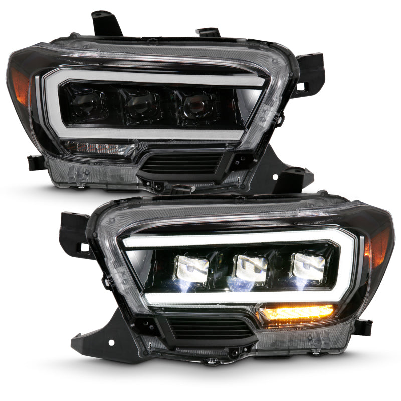 ANZO 111496 2018 fits Toyota 16-20 Tacoma LED Projector Headlights Plank Style Black w/ Amber