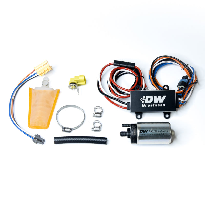 DeatschWerks 9-441-C102-0903 DW440 440lph Brushless Fuel Pump Single/Dual Controller w/ Install Kit 93-07 fits Subaru WRX