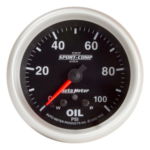 AutoMeter 7653 AutoMeter Gauge Oil Press 2-5/8in. 100PSI Stepper Motor W/ Peak & Warn Sport-Comp II