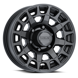 Raceline 873B Backcountry Trailer 16x6in / 6x5.5 BP / 0mm Offset / 4.25mm Bore - Satin Black