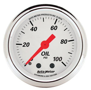 AutoMeter 1321 AutoMeter Gauge Oil Press 2-1/16in. 100PSI Mech Arctic White