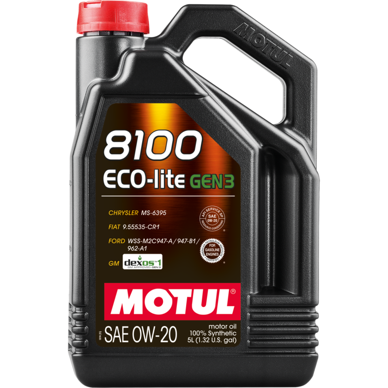 Motul 111364 5L 8100 Eco-Lite Gen3 0W20 Full Synthetic Engine Oil