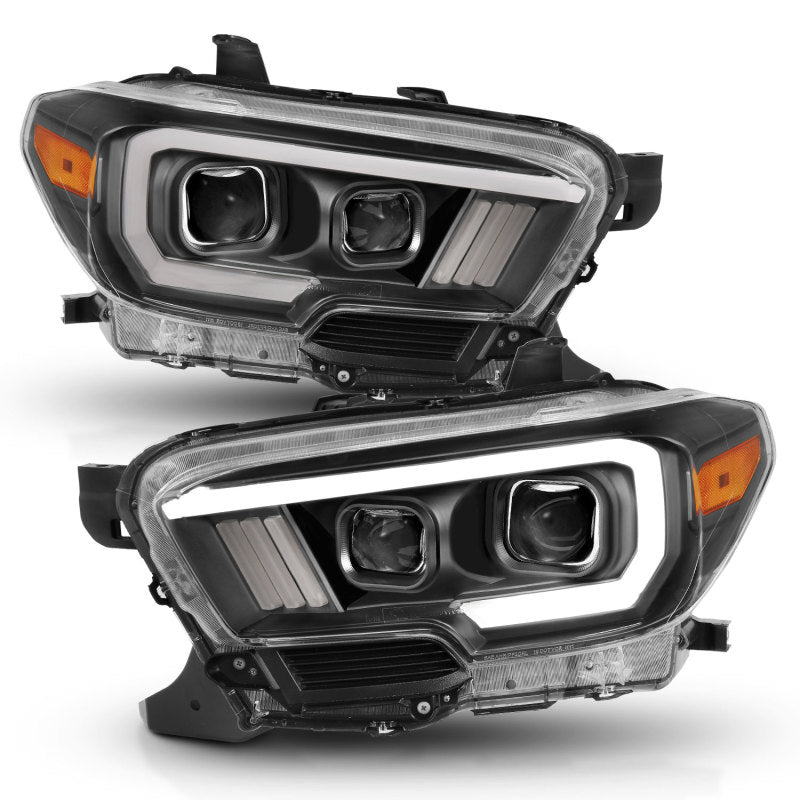 ANZO 111397 2017 fits Toyota 16-20 Tacoma Projector Headlights w/ Plank Style Switchback Black w/ Amber w/ DRL