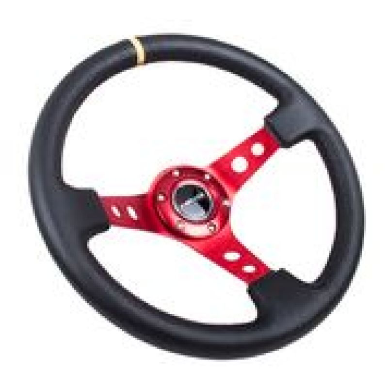 NRG RST-006RD-Y RST-006RD-Y Reinforced Steering Wheel Blk Leather w/Red Spokes