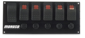 Moroso 74180 Rocker Switch Panel - Flat Surface Mount - LED - 3.3888in x 8in - F